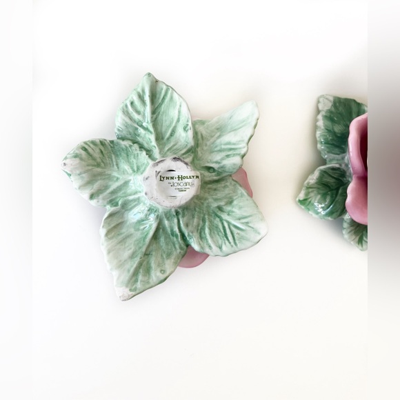 Set of Vintage Rose Ceramic Candle Holders - Picture 4 of 4